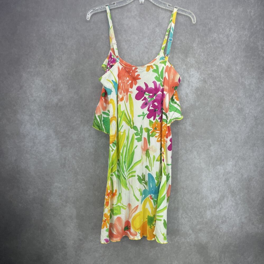 Jams World Womens Sm Summer Garden Layered Ruffle Dress Floral Hawaiian Resort - Picture 6 of 9